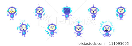 Funny Robot Character Engaged in Different Activity Vector Set Funny Robot Character Engaged in Different Activity Vector Set 111095695