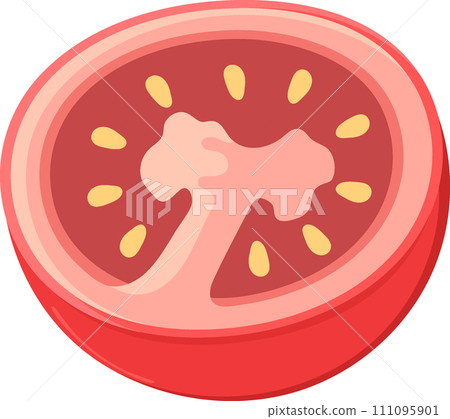 flat illustration icon symbol, red tomato cut in half 111095901