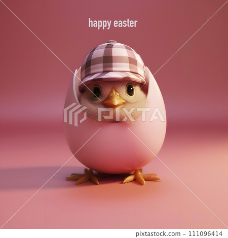 text happy easter and chick in egg, AI generated text happy easter and chick in egg, AI generated 111096414