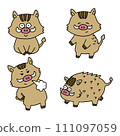 Hand-drawn style illustration of a cute boar 111097059