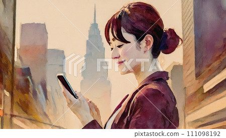 使用平板電腦設備的女性插圖 111098192