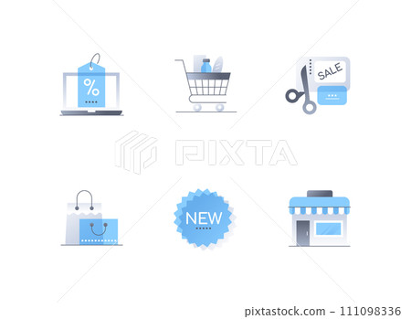Shopping and sales - flat design style icons set Shopping and sales - flat design style icons set 111098336