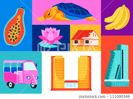 Memorable places and souvenirs of Sri Lanka - set of flat design style illustrations Memorable places and souvenirs of Sri Lanka - set of flat design style illustrations 111098346