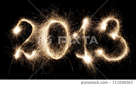 Sparkling numbers on a dark background 111098363