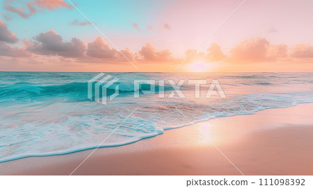 Peacefulness of a tropical beach at sunset 111098392