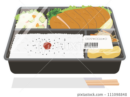 便當盒_便利商店便當_炸豬排便當_附蓋子和一次性筷子 111098848