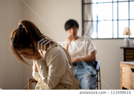 Image cut of a sad person 111099018