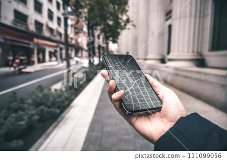 people walking around town people walking around town 111099056