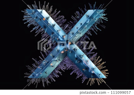The letter X consists of virus cells. 111099057