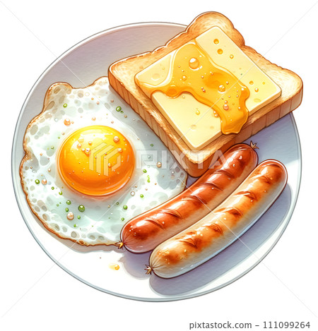 toast with sausage and fried egg 111099264