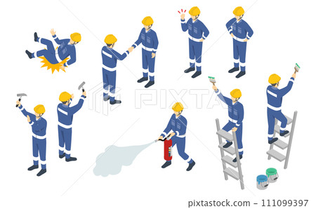 Isometric illustration: worker 3 111099397