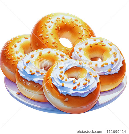 Bagel with cream cheese Bagel with cream cheese 111099414