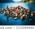 AI-generated content. Flooded city concept. City flooded after hurricane. Generative AI. 111099440