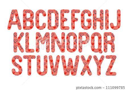 Versatile Collection of Red Romance Alphabet Letters for Various Uses 111099785