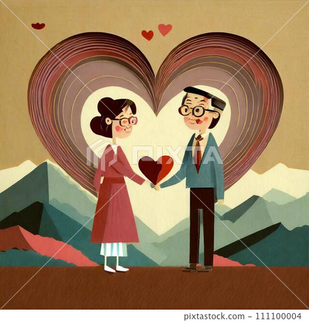 一個女孩送出情人節巧克力，一個男孩收到巧克力 111100004