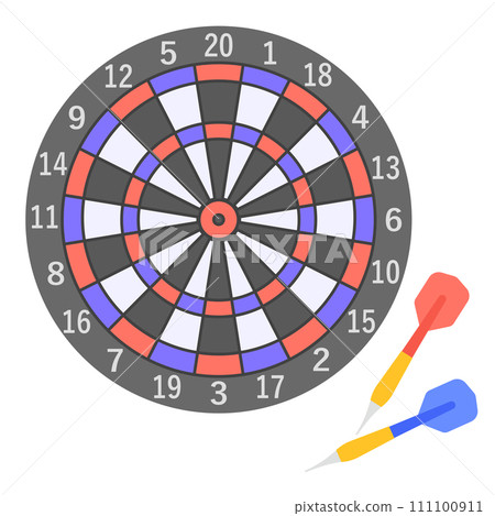 Illustration of dart target and arrow 111100911