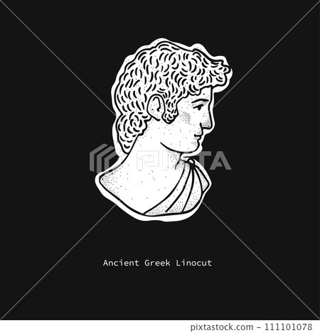Ancient Greek linocut of a female Roman sculpture of David Ancient Greek linocut of a female Roman sculpture of David 111101078