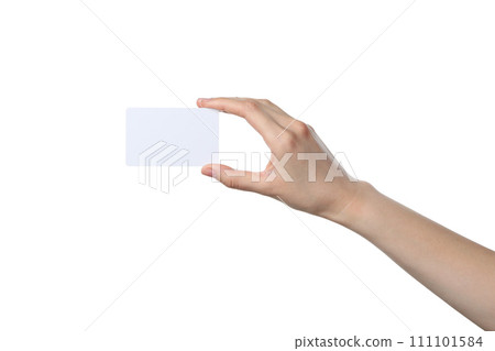PNG,blank piece of paper in a woman's hands, isolated on white background 111101584