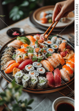 Empowering womens day celebration with sushi as a conceptual representation 111101682