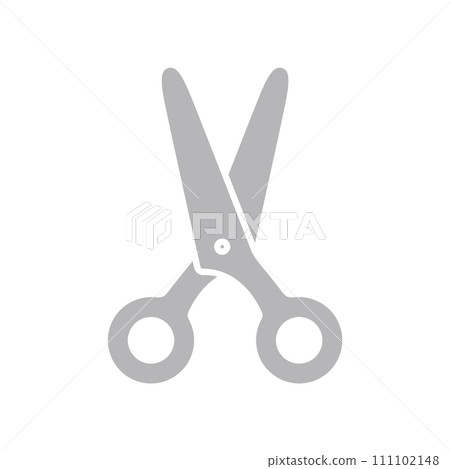 Simple and cute gray and silver scissors icon - image material for cutting and editing 111102148