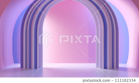 Abstract pink room with arch. Surreal architectural abstraction in pastel colors. Generated AI. Abstract pink room with arch. Surreal architectural abstraction in pastel colors. Generated AI. 111102334