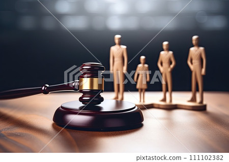 AI-generated content. legal gavel and family miniature figure on desk 111102382