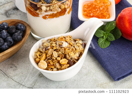 Granola museli cereal for breakfast Granola museli cereal for breakfast 111102923