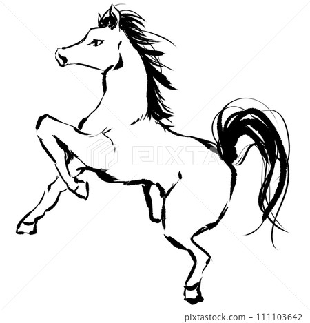 Line drawing of a running horse 111103642