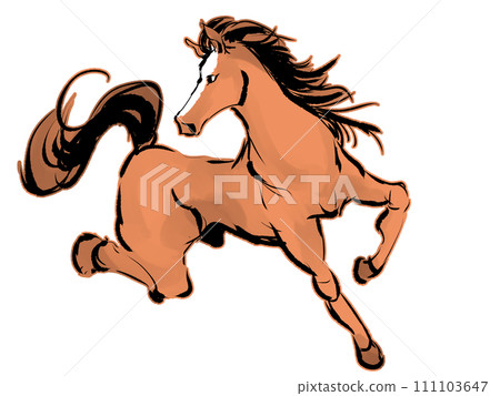Illustration of left horse 111103647