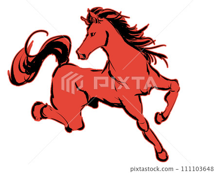Illustration of left horse 111103648
