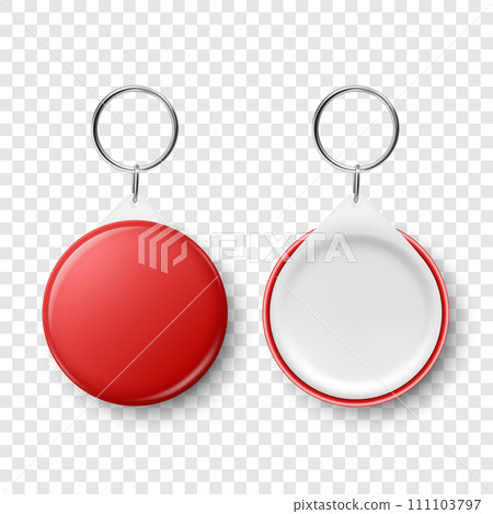Vector 3d Realistic Red Blank Round Button Badge with Ring Holder Closeup, Isolated. ID Badge Design Template, Mockup. Design Template for Access Pass, Identification, Events. Front, Back Side View Vector 3d Realistic Red Blank Round Button Badge with Ring Holder Closeup, Isolated. ID Badge Design Template, Mockup. Design Template for Access Pass, Identification, Events. Front, Back Side View 111103797