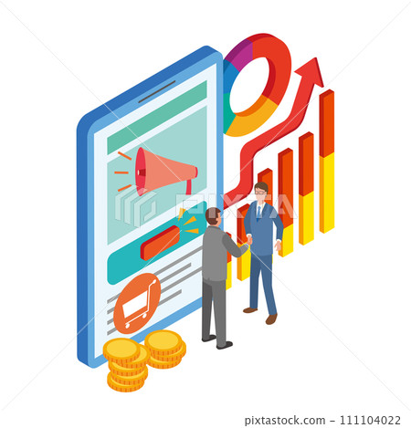 Image illustration of internet advertising and contract closing Image illustration of internet advertising and contract closing 111104022