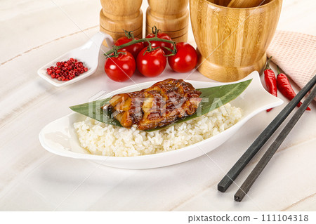 Grilled eel with steamed rice Grilled eel with steamed rice 111104318