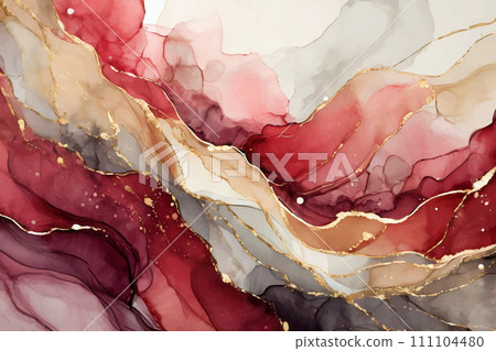 carmine and white alcohol ink art background material 111104480