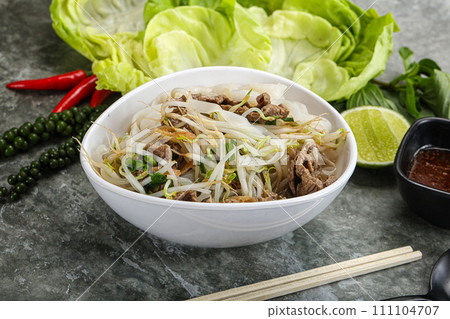 Vietnamese traditional soup Pho Bo with beef 111104707
