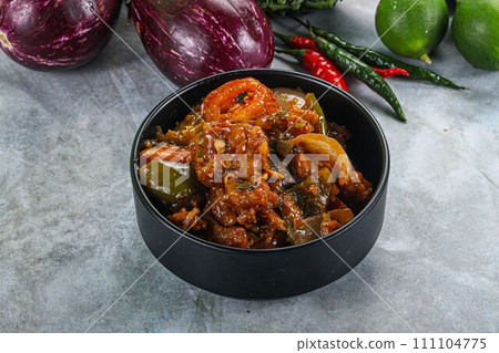 Asian cuisine - prawn in chili sauce 111104775