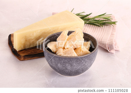 Chopped Italian hard parmesan cheese 111105028