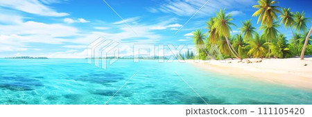 Beach on a sunny day/Tropical resort “AI generated image” 111105420