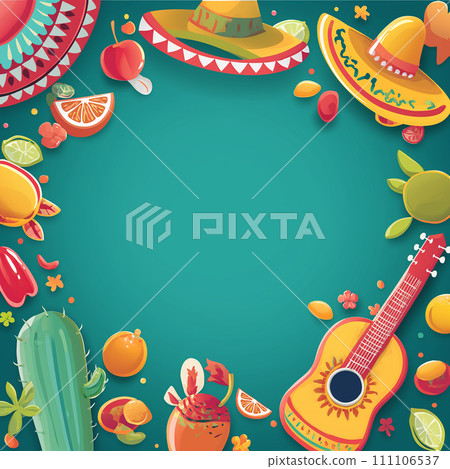 Background for Cinco de Mayo celebration. AI Generate. 111106537