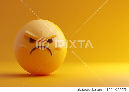 angry face emoji in 3D illustration style on a colorful background 111106655