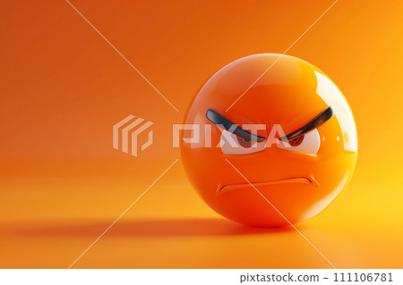 angry face emoji in 3D illustration style on a colorful background 111106781
