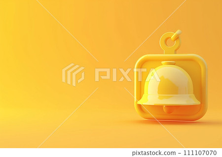 Notification bell in social media concept in 3D illustration style on a colorful background 111107070