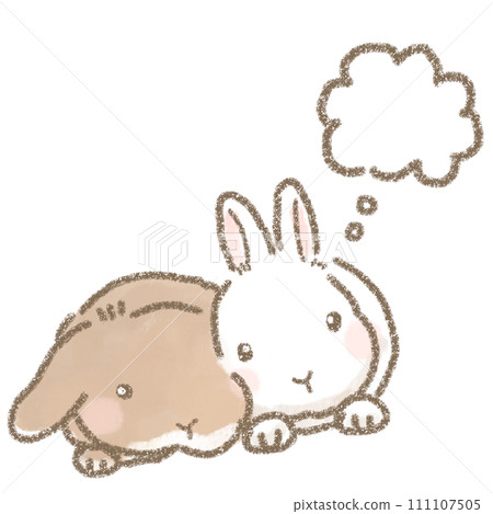 一隻思考的兔子的可愛插圖 一隻思考的兔子的可愛插圖 111107505