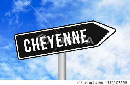 Cheyenne road sign on blue sky background Cheyenne road sign on blue sky background 111107766