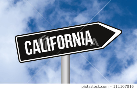 California road sign on cloudy sky background 111107816