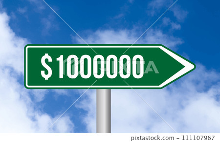 $1000000 road sign on blue sky background 111107967