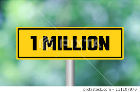 1 million road sign on blur background 111107970