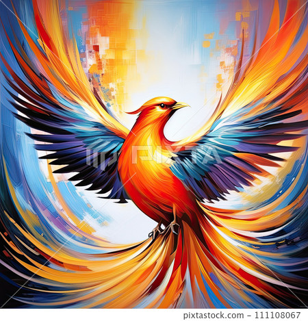 Phoenix bird painting. Fantastic illustration. Phoenix bird painting. Fantastic illustration. 111108067