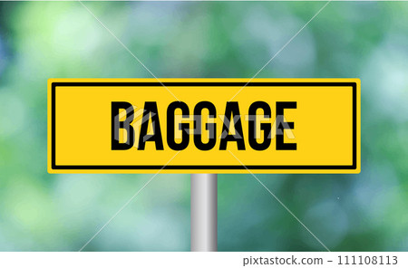 Baggage road sign on blur background 111108113