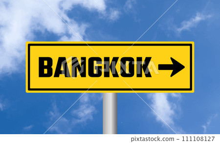 Bangkok road sign on blue sky background 111108127